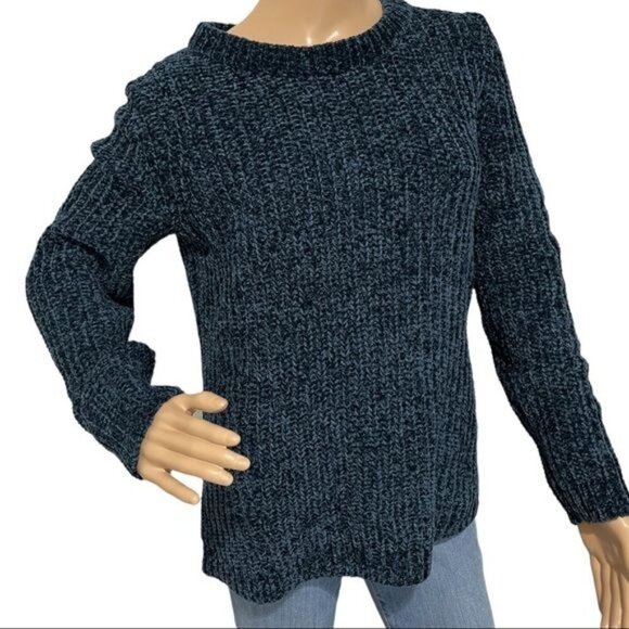 Talbots Chunky Knit Blue Sweater Size M - Picture 2 of 7